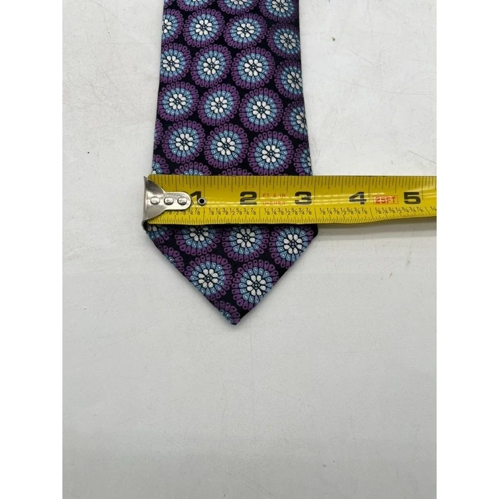 NWT Ermenegildo Zegna Silk Tie Purple BlueWhite Floral Made in Italy Size 59